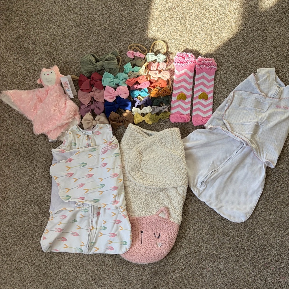 💖Baby Sleep Sack + Assorted Hair Bows bundle